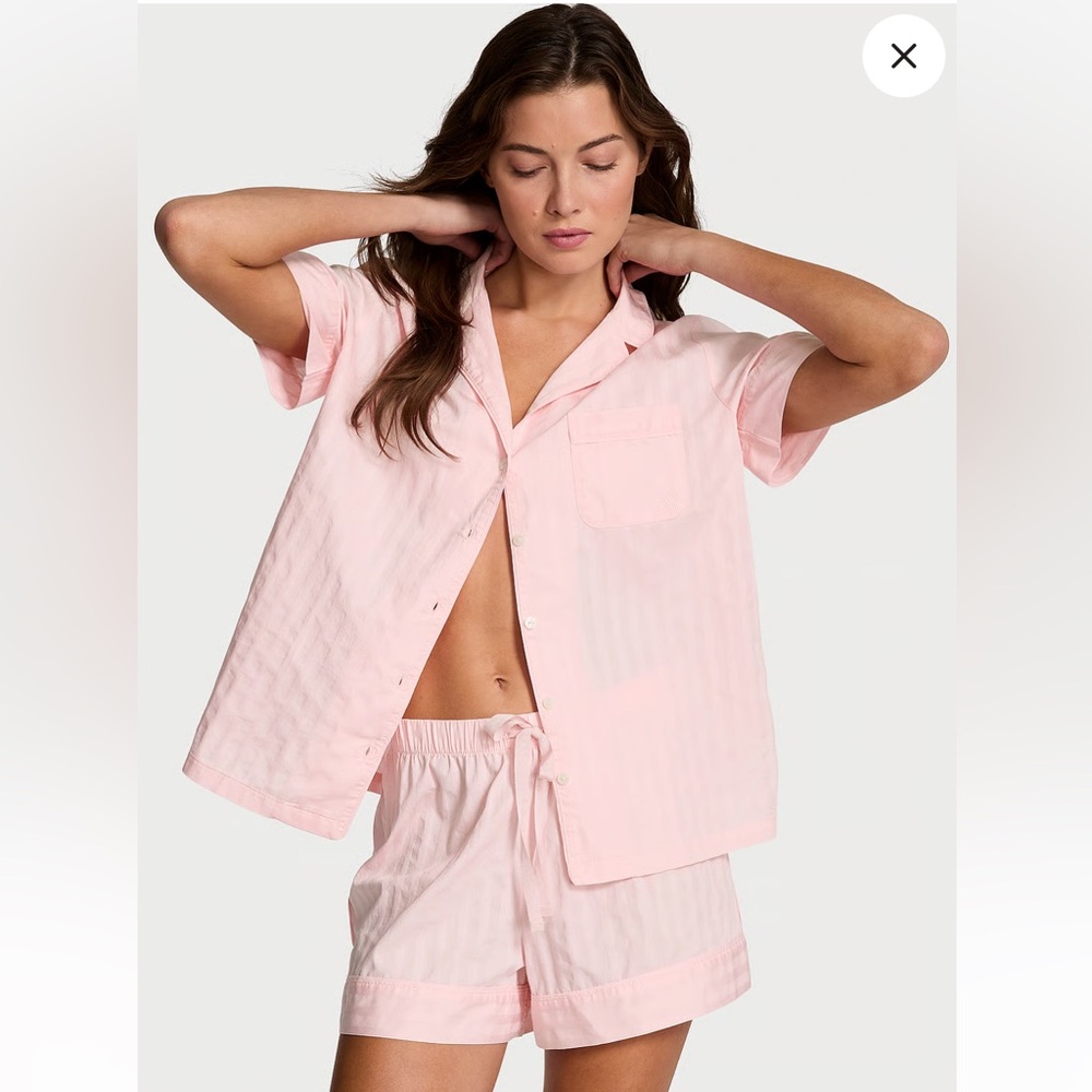 Victoria’s Secret Heritage Cotton Shadow Stripe Short Pajama Set Size XS